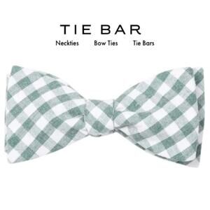The Tie Bar  Yacht Checks Green Bow Tie NEW gingha